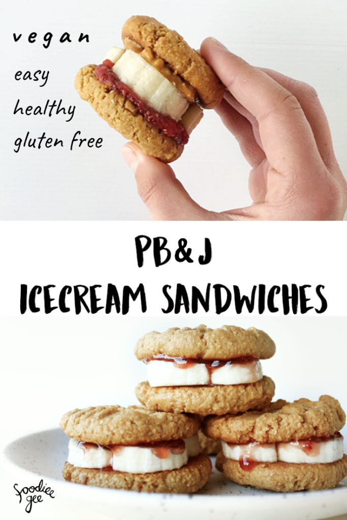 peanut butter and jelly/ jam healthy vegan icecream sandwiches
