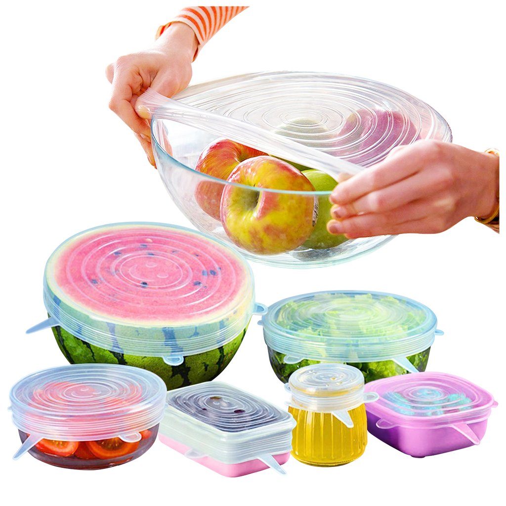 Coloured and clear stretch lids for bowls, watermelon, jars, leftover food, salad and fresh vegetables