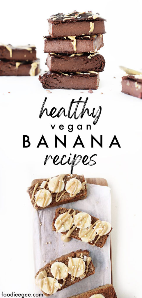 Easy vegan peanut butter and banana fudgy brownies and fluffy gluten free banana bread for healthy banana recipes