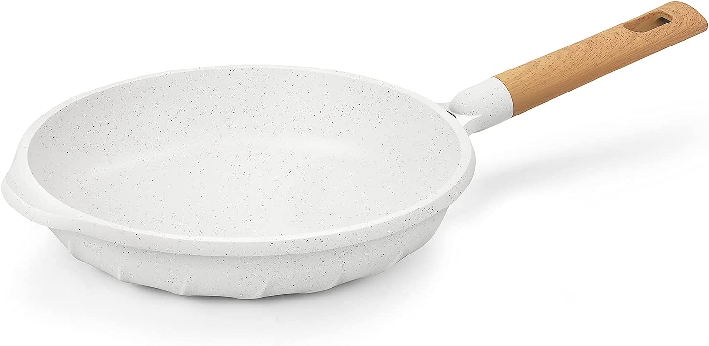 Nonstick Frying Pan 100% PFOA Free Cookware Induction Skillet Stir Fry Pan 11 inch - White